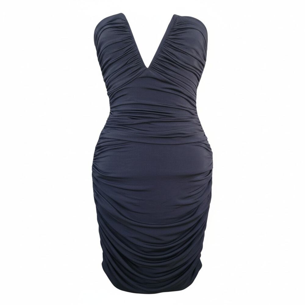 Mango Jen Ceballos Gray Strapless Ruched Bodycon Party Dress Medium NWT